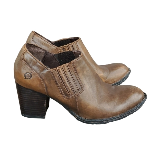 Born Breckin Ankle pump leather booties block heels shoes sz 7.5 - Picture 1 of 12